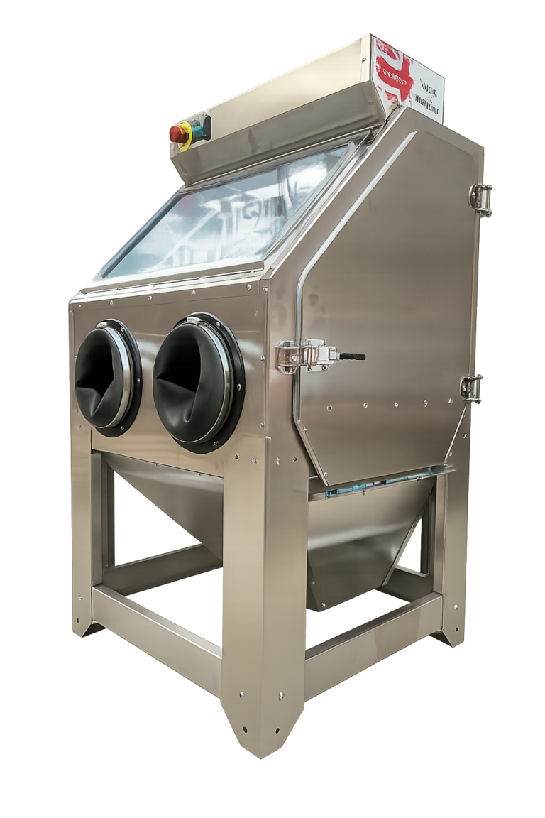 Viper stainless steel vapour blasting cabinet with viewing window and glove ports